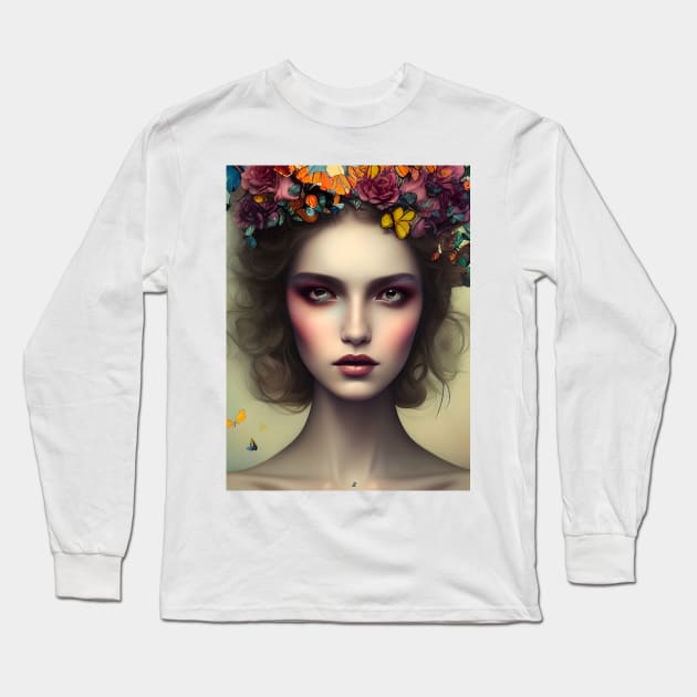 Butterflies in her Hair Long Sleeve T-Shirt by LyndiiLoubie